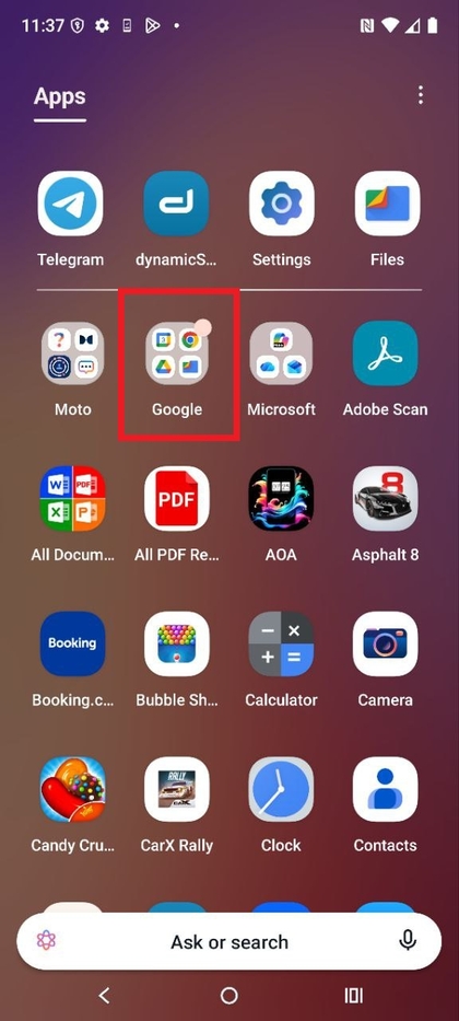 Google folder in the app drawer on Motorola EDGE 60 Fusion