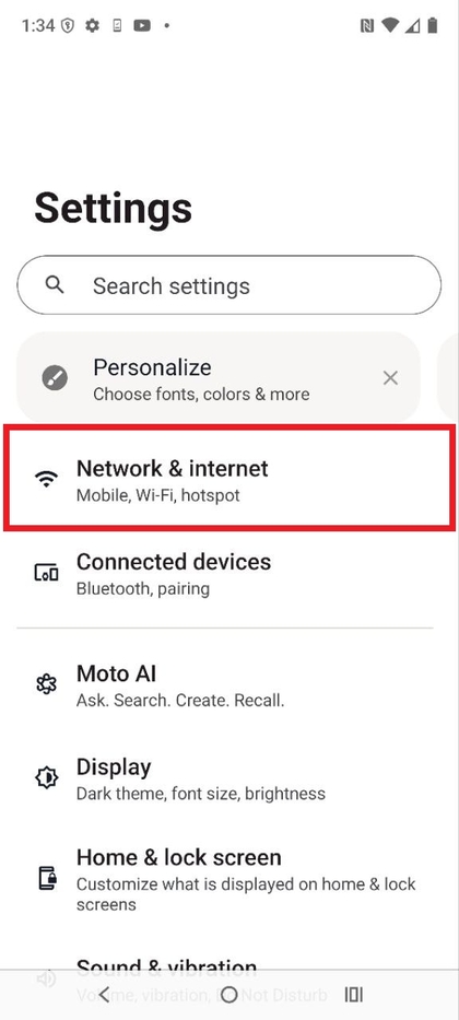 Netwerk- en internetinstellingen op Motorola EDGE 60 Fusion
