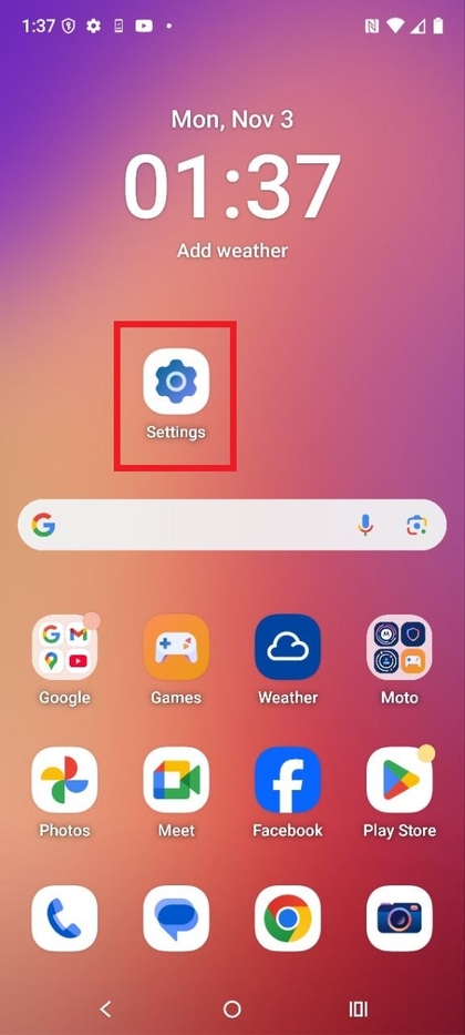 Motorola phone settings icon