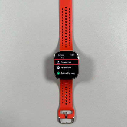 Men&uuml; 'Preferences' (Pr&auml;ferenzen) auf Amazfit Bip 6