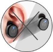 O orif&iacute;cio de som virado para cima &eacute; a forma incorreta de usar os auscultadores