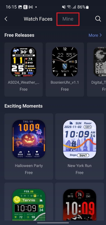 Gestion des cadrans de montre