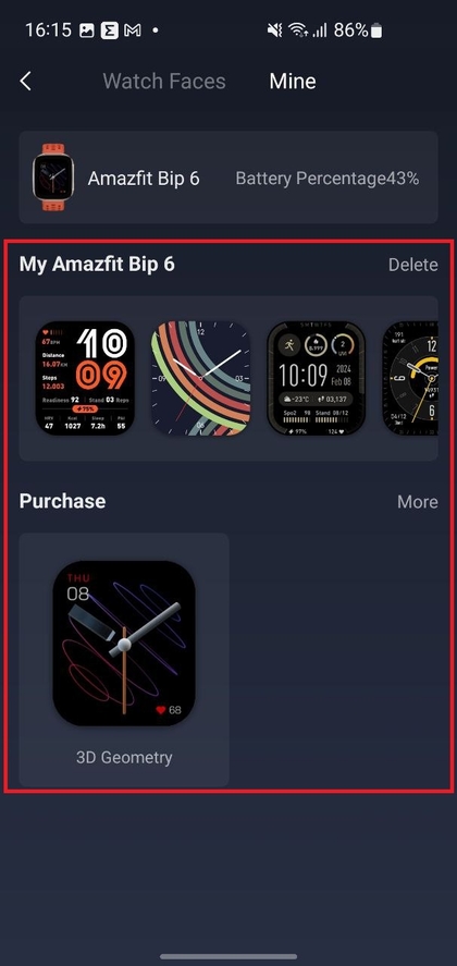 Basculement entre les cadrans de montre
