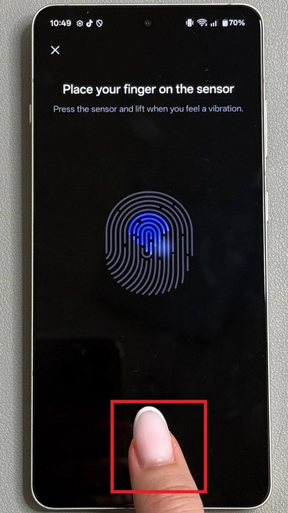 Enrolling fingerprint on OnePlus 13R 5G
