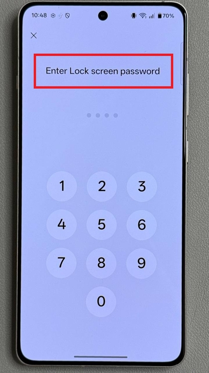Entering lock screen password on OnePlus 13R 5G