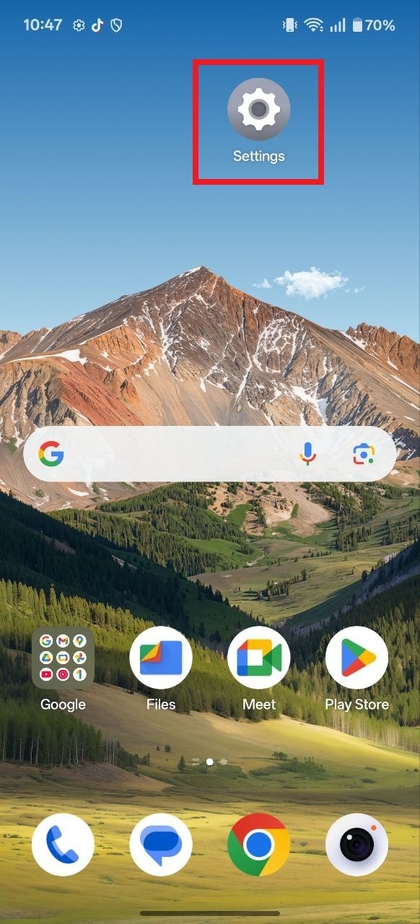 Settings app on OnePlus 13R 5G home screen