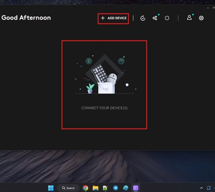 Interface de l'application Logi Options Plus