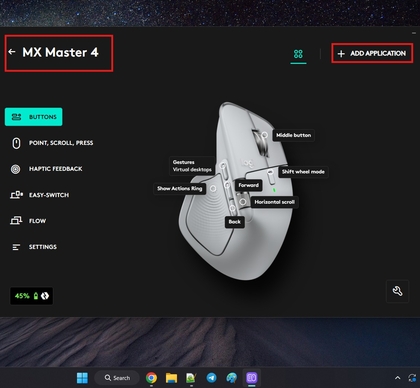Stel aangepaste DPI in voor toepassingen in Logitech Options+