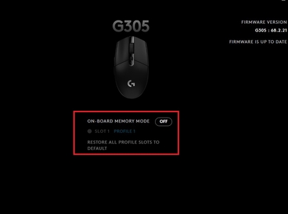Acc&egrave;s aux param&egrave;tres de m&eacute;moire embarqu&eacute;e sur Logitech G HUB