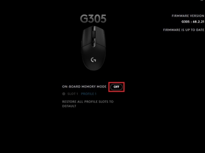 D&eacute;sactivation de la m&eacute;moire embarqu&eacute;e sur la Logitech G305