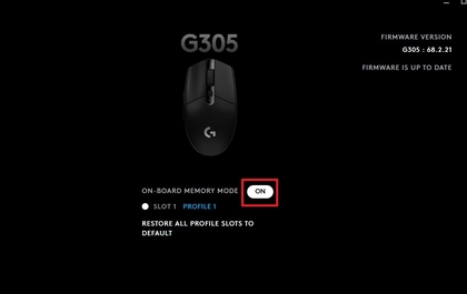 Activation de la m&eacute;moire embarqu&eacute;e sur la Logitech G305