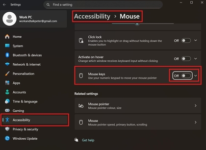 Einstellungen f&uuml;r erleichterte Bedienung in Windows