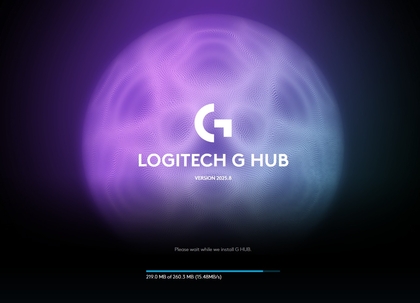 &Eacute;cran d'installation du logiciel Logitech G Hub