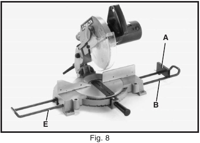ASSEMBLING STOCK STOP AND TABLE EXTENSIONS Fig. 8