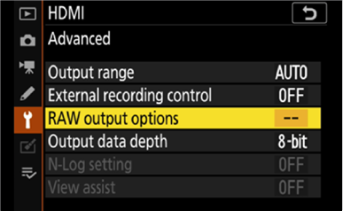 V&aacute;lasszon RAW kimeneti m&oacute;dot 1. l&eacute;p&eacute;s