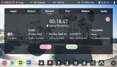  V&aacute;lassza a Record > CODEC > ProRes RAW > Confirm lehetős&eacute;get