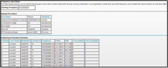 Cambiar la frecuencia de inicio de la conexi&oacute;n de cable
