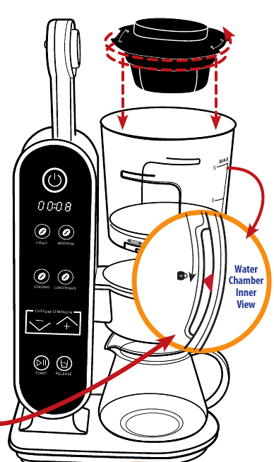 Usando seu Preparador de Caf&eacute; Cold Brew a V&aacute;cuo - Passo 1