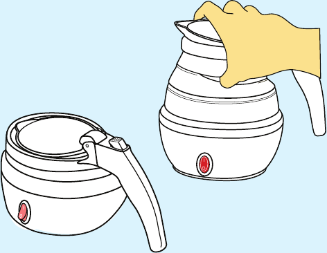 ZUM ZUSAMMENKLAPPEN DES WASSERKOCHERS