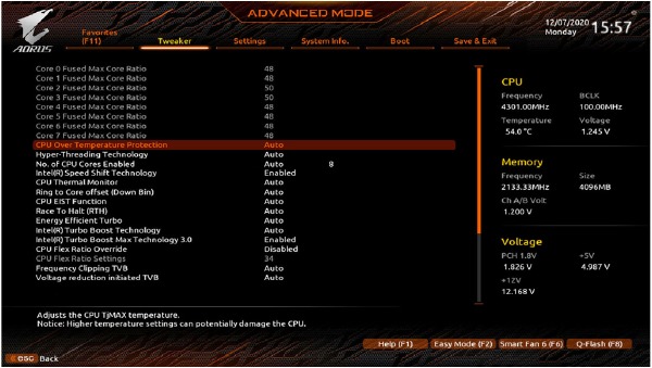 Setări avansate ale procesorului