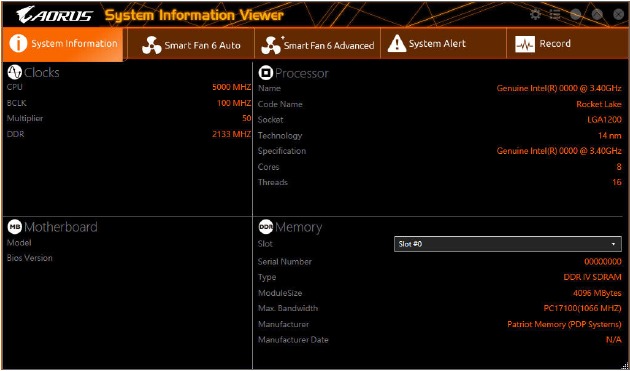 Interfața System Information Viewer