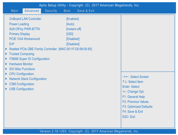 Tela de configura&ccedil;&atilde;o avan&ccedil;ada do BIOS