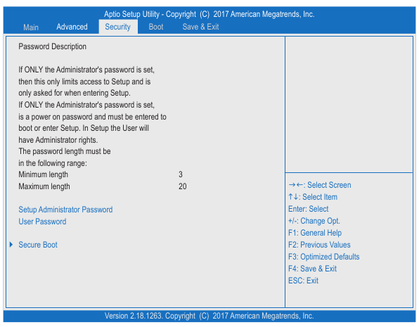 Configura&ccedil;&atilde;o do BIOS - Seguran&ccedil;a