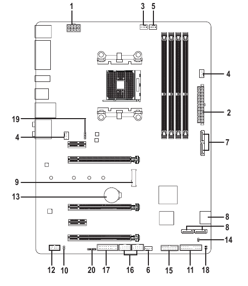 GIGABYTE - GA-AB350-Gaming 3 - Internal Connectors