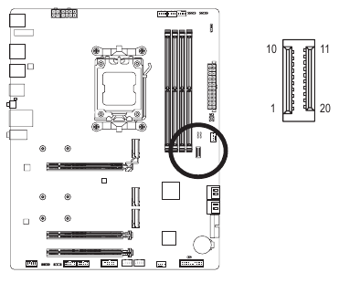 F_U320G (Conector USB Type-C com suporte a USB 3.2 Gen 2x2)