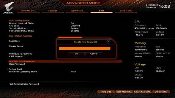 Nastavitev gesla skrbnika/uporabnika