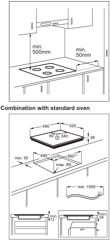 Asamblare - Combinare cu cuptor standard