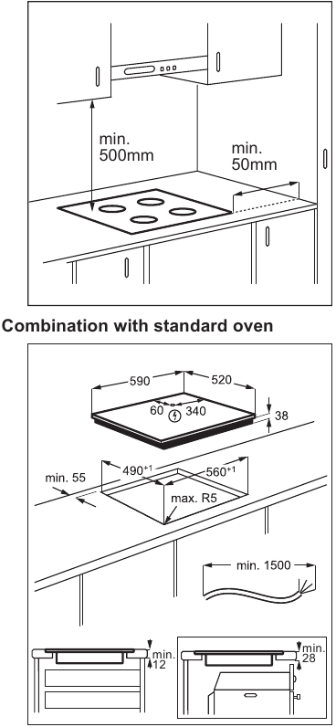 Montering - Kombinasjon med standard ovn