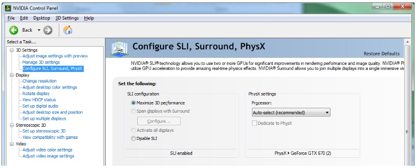 SLIni yoqish/o'chirish