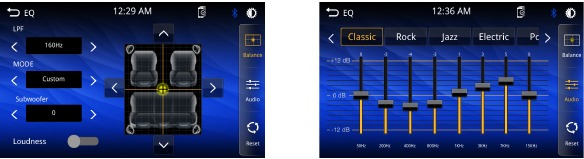Funcionamiento del audio - Men&uacute; del ecualizador
