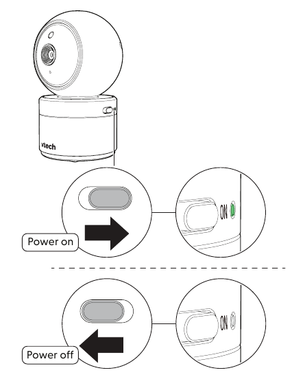Uključivanje ili isključivanje monitora za bebu - Korak 1