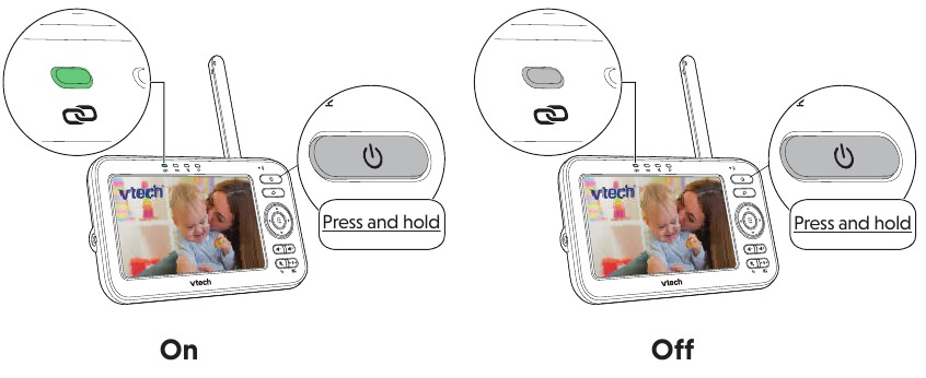 Uključivanje ili isključivanje monitora za bebu - Korak 2