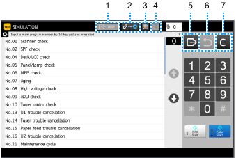 Function of each key in simulation