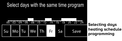 Selezione dei giorni di programmazione degli orari di riscaldamento