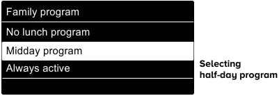 Selezione del programma di mezza giornata