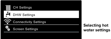 Selezione delle impostazioni dell'acqua calda