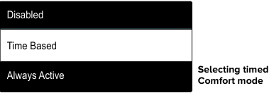 Selezione della modalit&agrave; Comfort a tempo