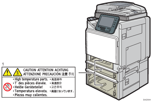 Položaji naljepnica UPOZORENJE na tipu 2 - Ladica za papir