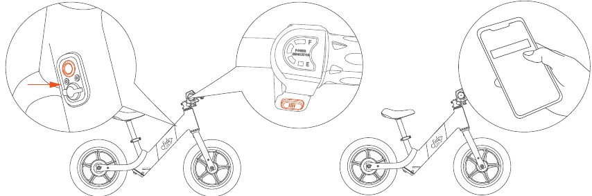 Penggunaan pertama kali - Langkah 2 - Hidupkan sepeda