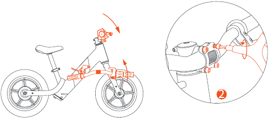 Memasang stang - Langkah 1