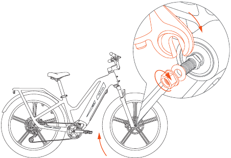Memasang roda depan - Langkah 2