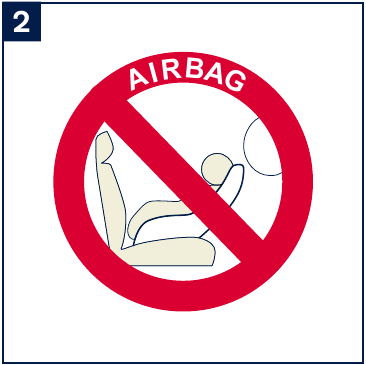 M&Aring; IKKE bruges i bagudvendt tilstand med frontairbag