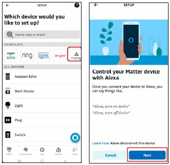 Adăugare la Alexa prin Matter - Pasul 1