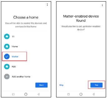 Adăugarea la Google prin Matter - Pasul 3