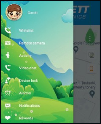 GARETT TRACKER APP - Pop-up menu