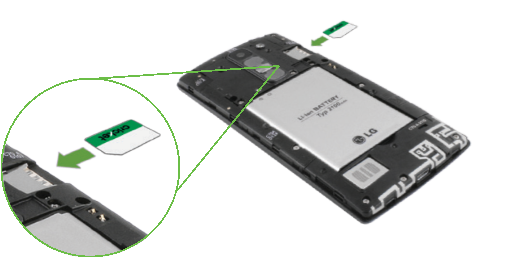 Wkładanie baterii i kart - Krok 2